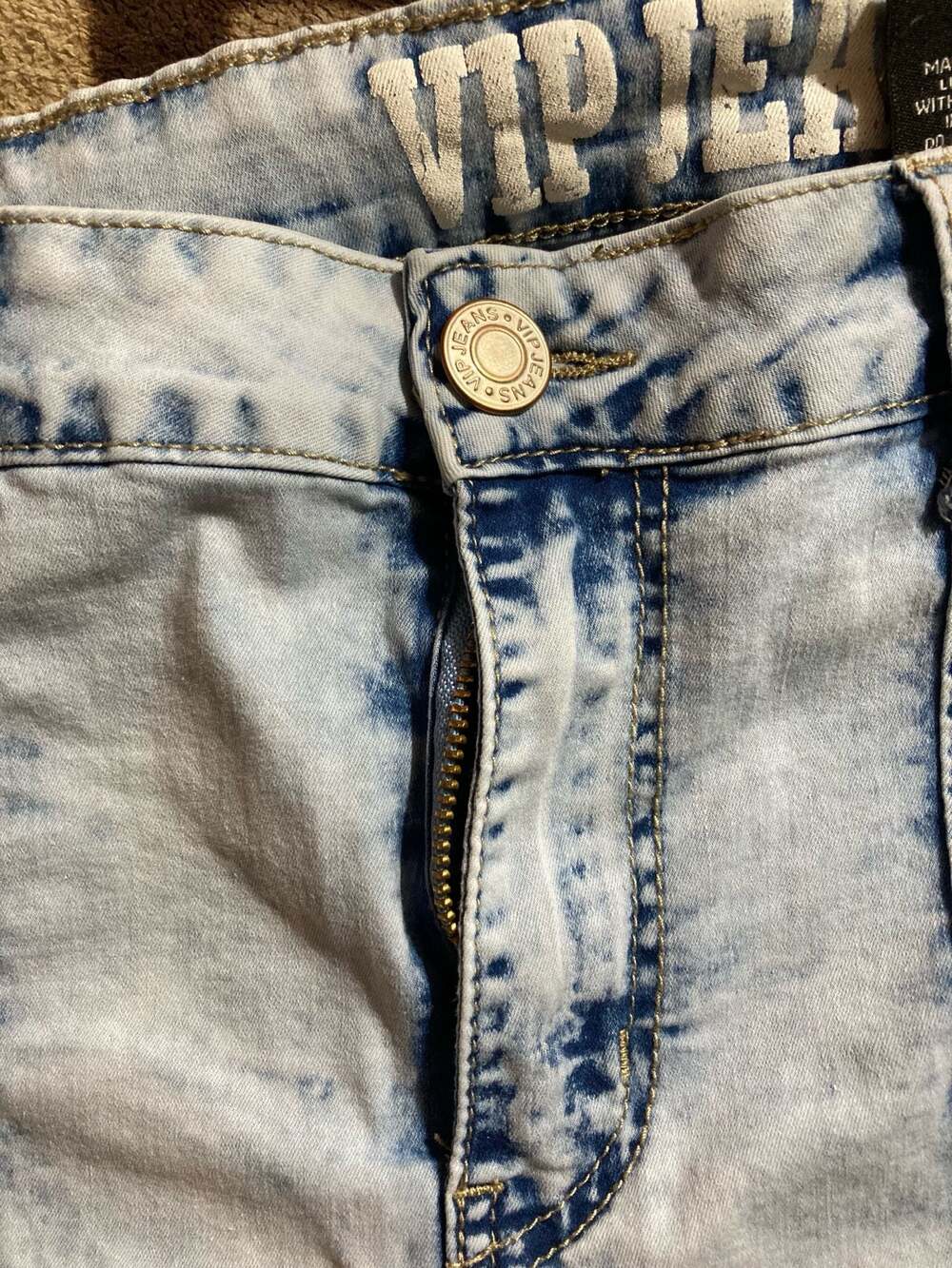 V.I.P. Jeans High Waisted Acid Wash Multi-Pocket Cargo Wide Leg Jeans - Picture 9 of 13